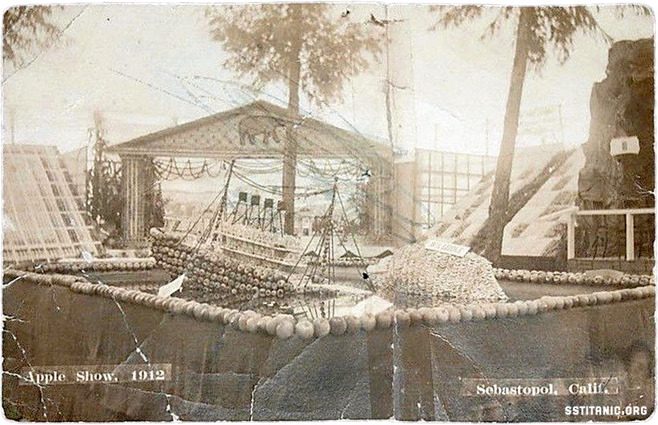 apple show sebastopol california rppc postcard titanic 1912