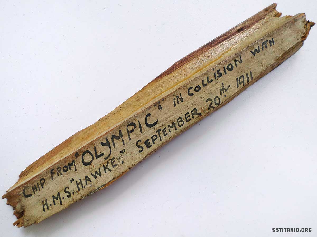 rms olympic hms hawke collision incident wood piece titanic 1912