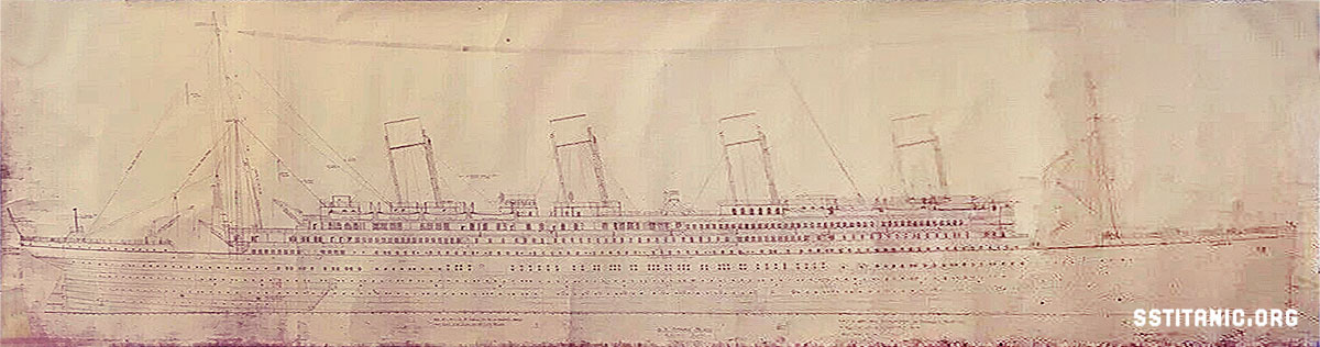 rigging plan 401 design drawing side profile elevation harland wolff titanic 1912