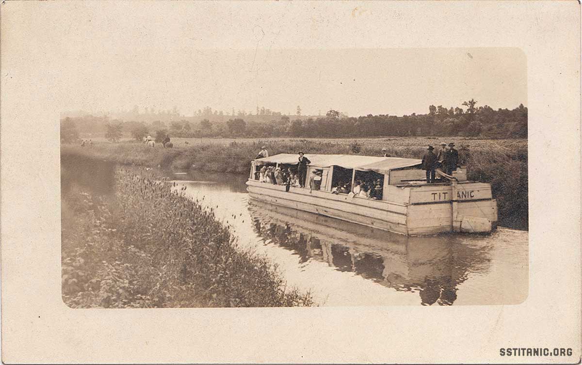 riverboat usa titanic name on stern postcard titanic 1912