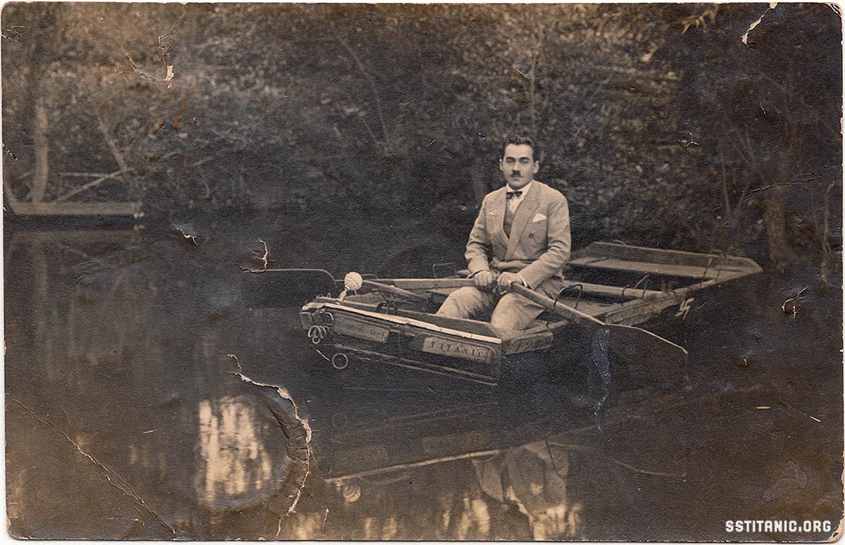 romania small boat real photo postcard rppc titanic 1912
